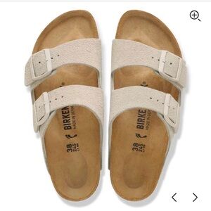 Birkenstock Arizona Suede Sandals SFB Eu 37 Oyster Antique White